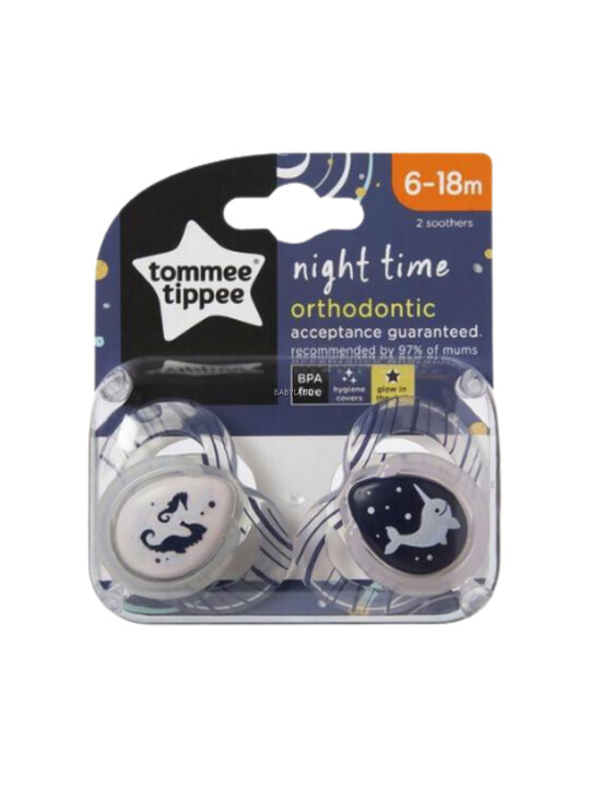 Tommee Tippee 2X 6-18M NIGHTTIME Soother image number 1
